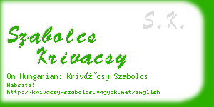 szabolcs krivacsy business card